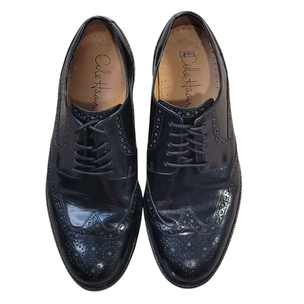 Cole Haan Air Carter Wingtip Black Leather Oxford Shoes 7.5M